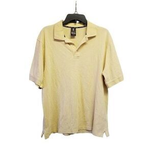 Big Cotton Gear Mens Sz L Yellow  Solid Short Sleeve Polo Shirt